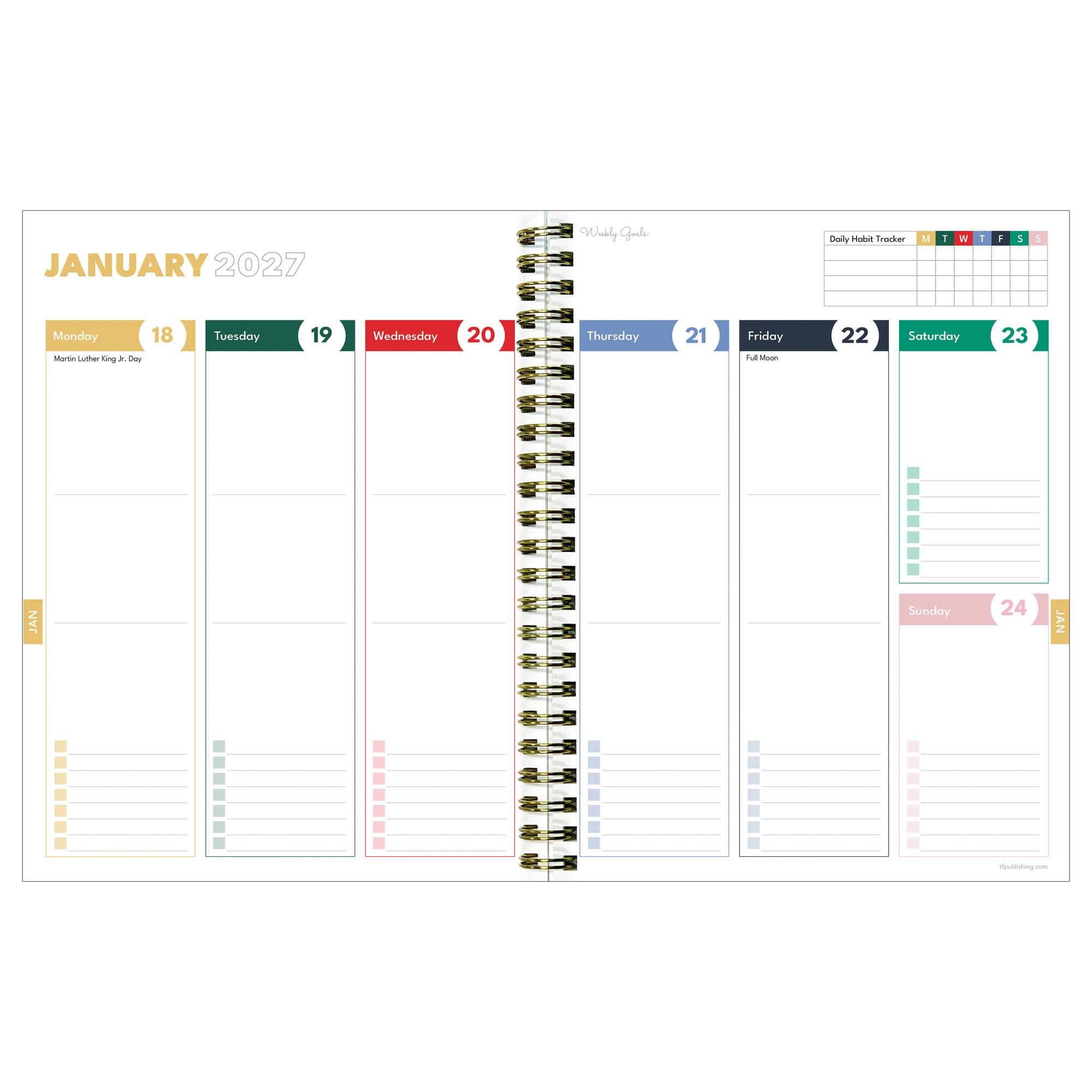 TF Publishing Yellow Medium 2026-27 Linen Weekly Monthly Planner